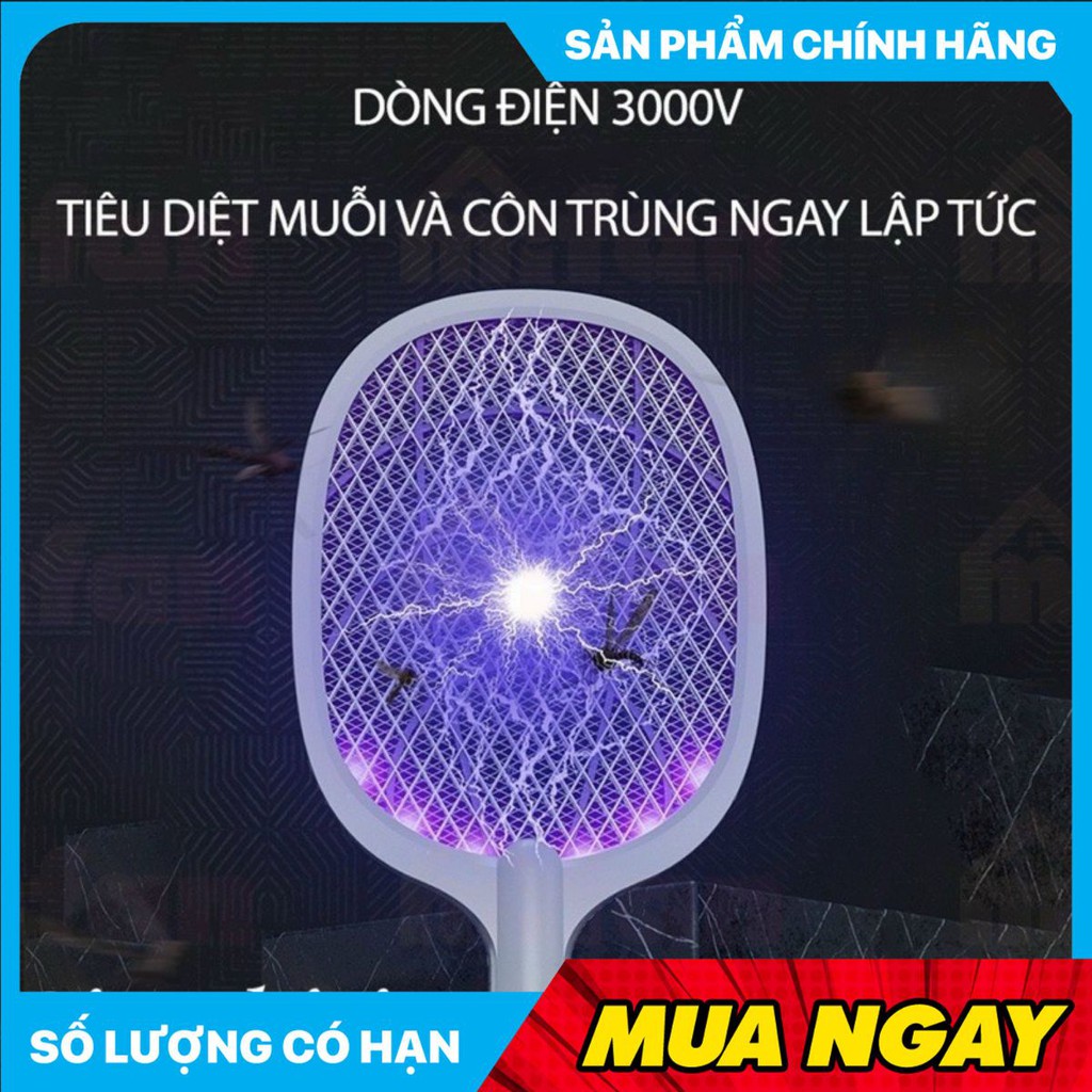 Máy Bắt Muỗi Tích Điện Cao Cấp ❤️FREESHIP❤️ Vợt Muỗi Kiêm Đèn Bắt Muỗi Đa Năng Tích Điện 2 Trong 1