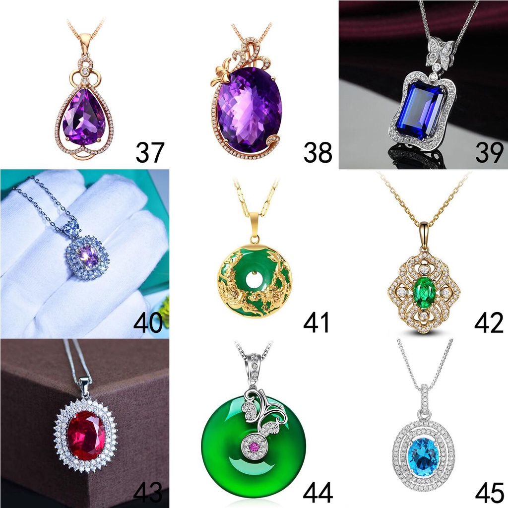 Mặt Dây Chuyền Bạc 925 Đính Đá Thạch Anh Tím / Pha Lê Hồng / Xanh Lá / Xanh Lá Thời Trang Cho Nam Nữ Xl009 50 Thiết Kế