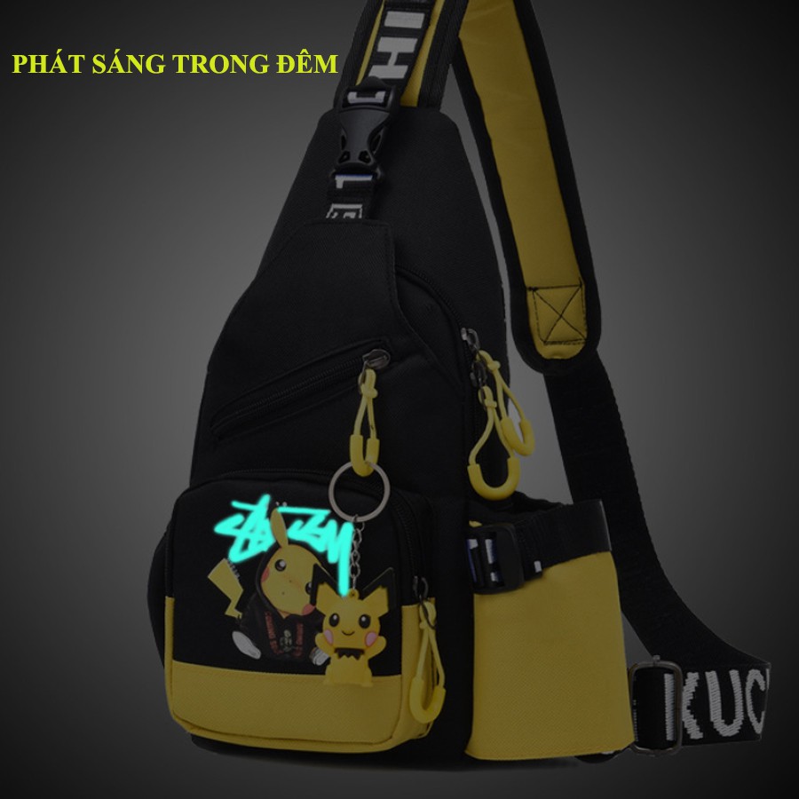 XẢ HÀNG TÚI ĐEO CHÉO HOA CÚC/PIKACHU PHÁT SÁNG TRONG ĐÊM, TẶNG MÓC KHÓA PIKACHU - T72