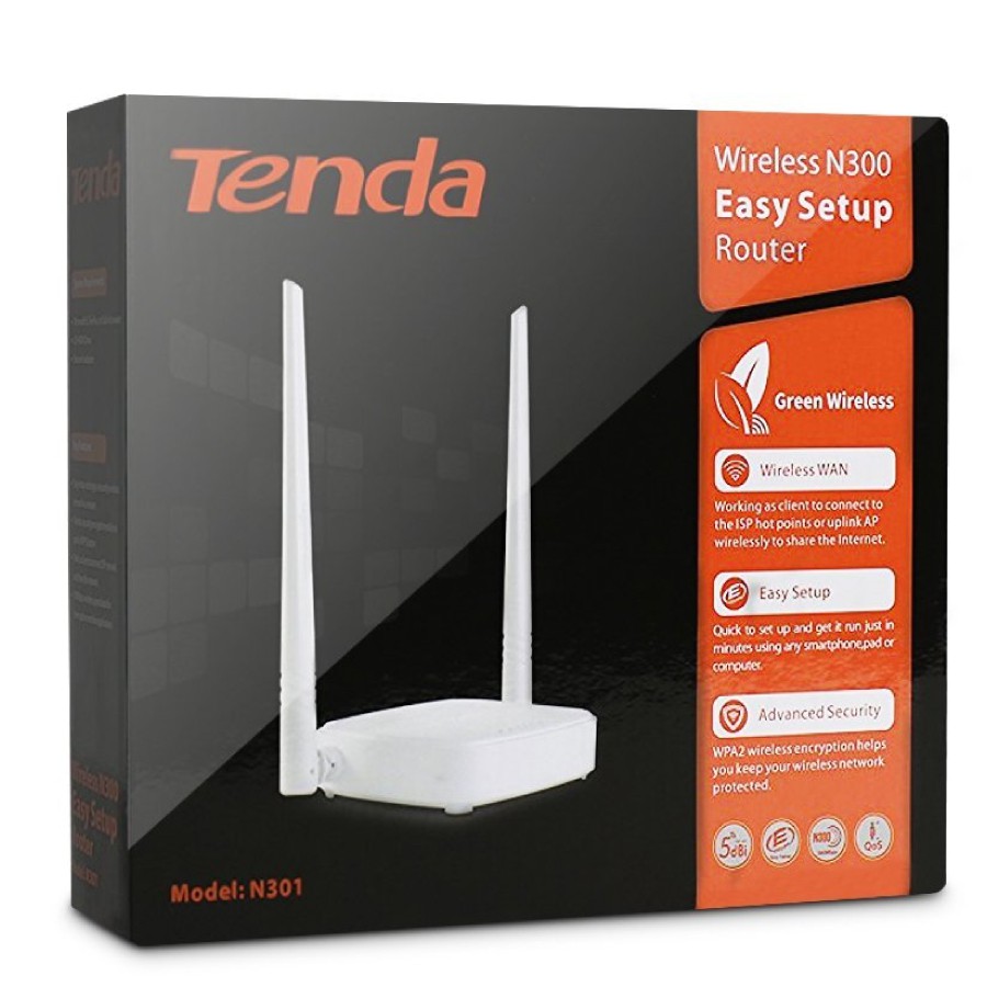 [Nhập ELCL40K hoàn 40K xu đơn từ 300K] Bộ phát WiFi Tenda N301 chính hãng Microsun phân phối - Hàng chính hãng TPlink