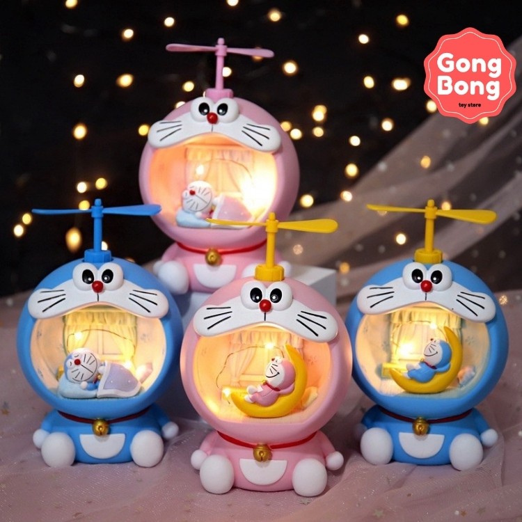 Đèn ngủ để bàn doraemon ngủ trong doraemon dễ thương, đèn trang trí phòng ngủ đáng yêu