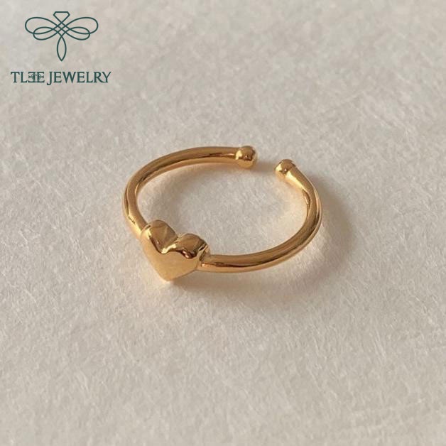 Nhẫn bạc nữ TLEE mẫu tim mở đeo ngón út xinh xắn TleeJewelry A0337