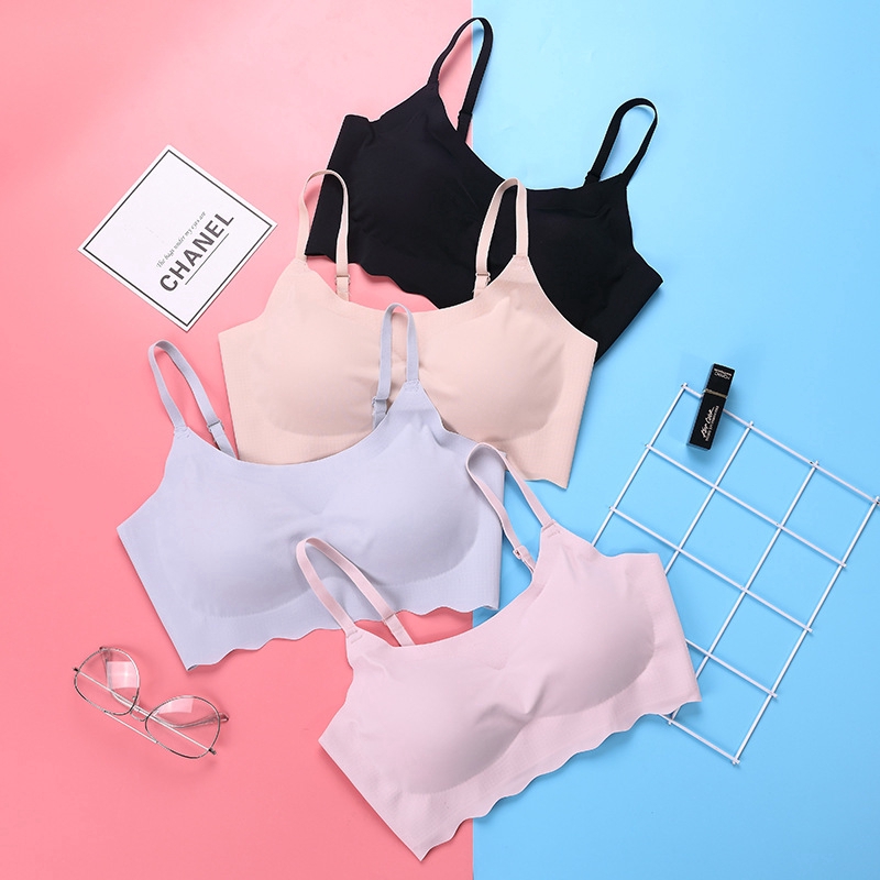 Seamless bra ice silk female sports sling base bra