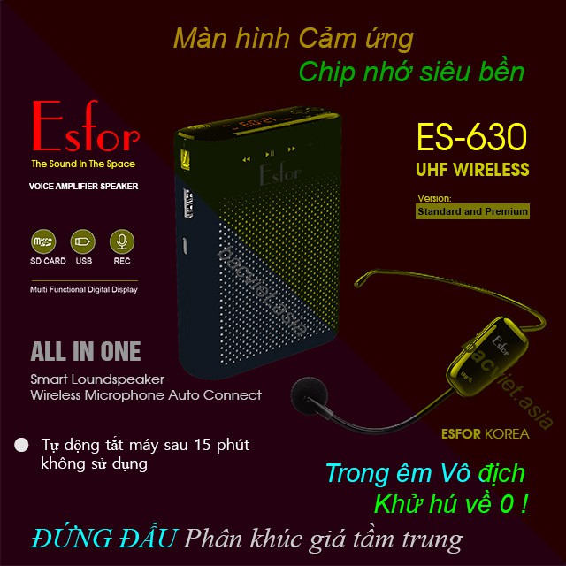 Máy trợ giảng ESFOR ES-630 UHF 1 mic không dây HÀN QUỐC MADE IN KOREA