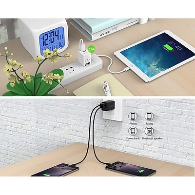 Cốc Sạc Orico 2 Cổng 12W Orico WHB-2U-BK-BP Chân Gập - Củ Sạc Hàng Chính Hãng