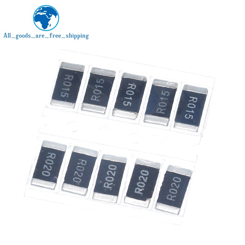 Set 50 Điện Trở Hợp Kim 2512 SMD 10 Kích Thước Khác Nhau R001 R002 R005 R008 R015 R020 R025 R050 R100
