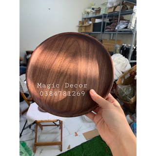 Đĩa tròn gỗ óc chó D22cm