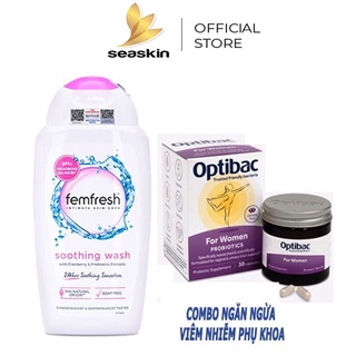 Combo Optibac và Femfresh hồng giúp giảm vi.êm phục hồi giúp vùng kín giúp sạch thơm tươi mới nhập khẩu Anh Quốc