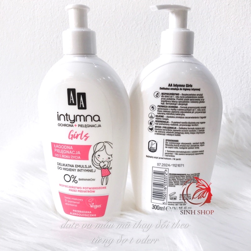 Dung Dịch Vệ Sinh AA Intymna Baby Girl cho bé gái