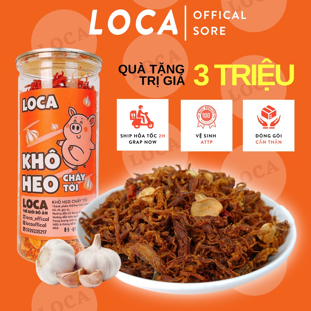Khô heo cháy tỏi 300g, đồ ăn vặt sài gòn siêu ngon LOCA KH01