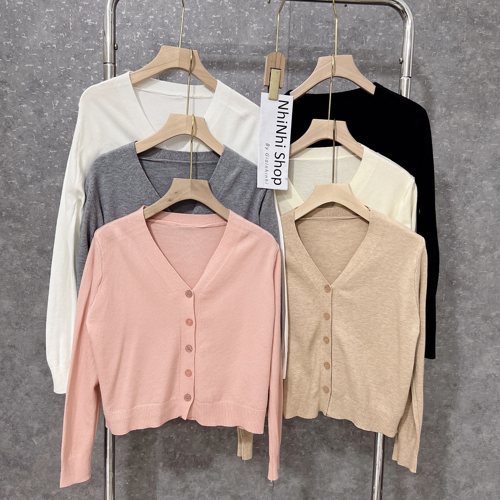 Áo cadigan len mỏng 5 khuy giữa, Khoác len dài tay khuy nhựa AL1361 - NhiNhiShop