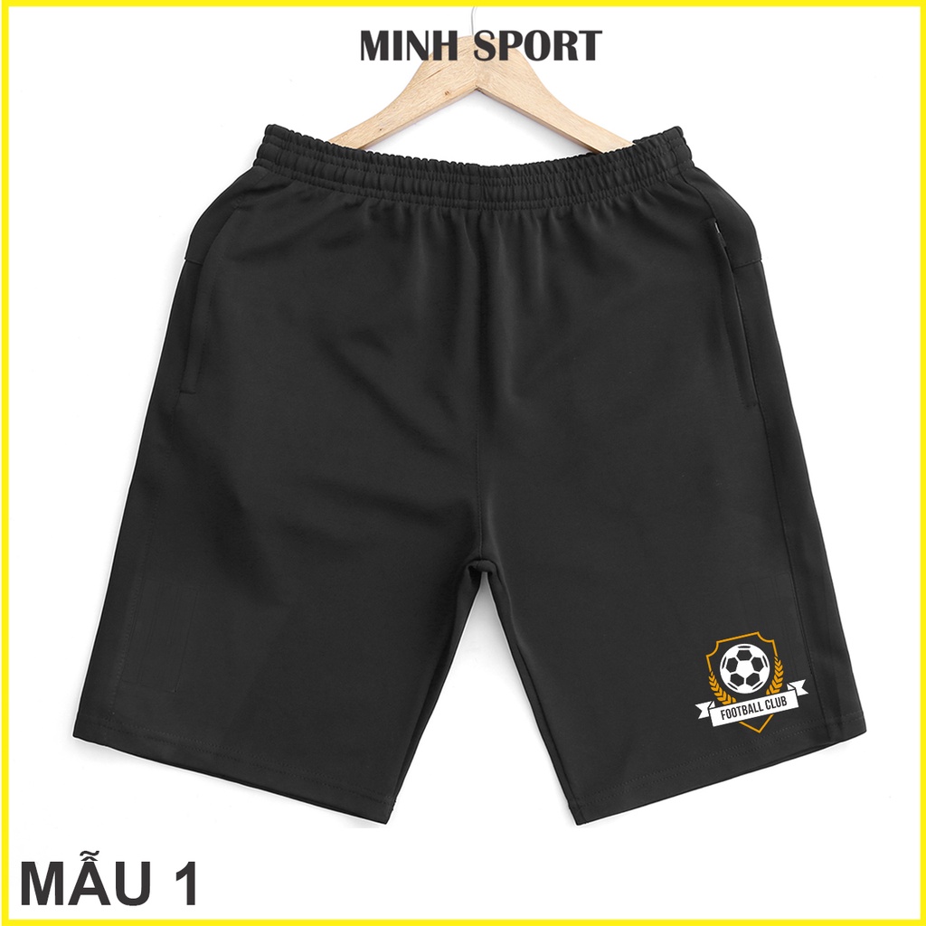 Quần Short Nam Thể Thao Bóng Đá Vải Thun Poly 2 Da Đẹp, Mặc Mát mã QUAN.26