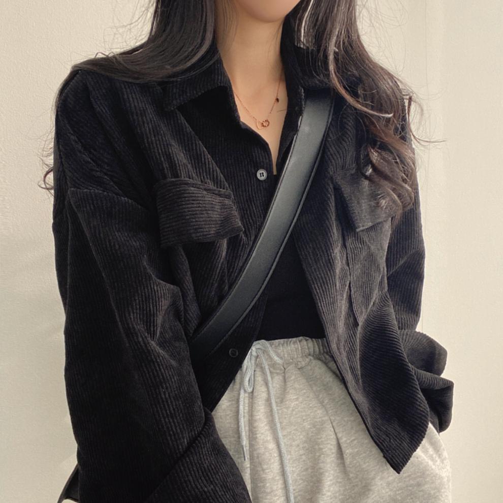 Áo sơ mi túi hộp dáng croptop  Sơ mi unisex cổ bẻ cúc cài mặc đi học, đi làm style Hàn Quốc