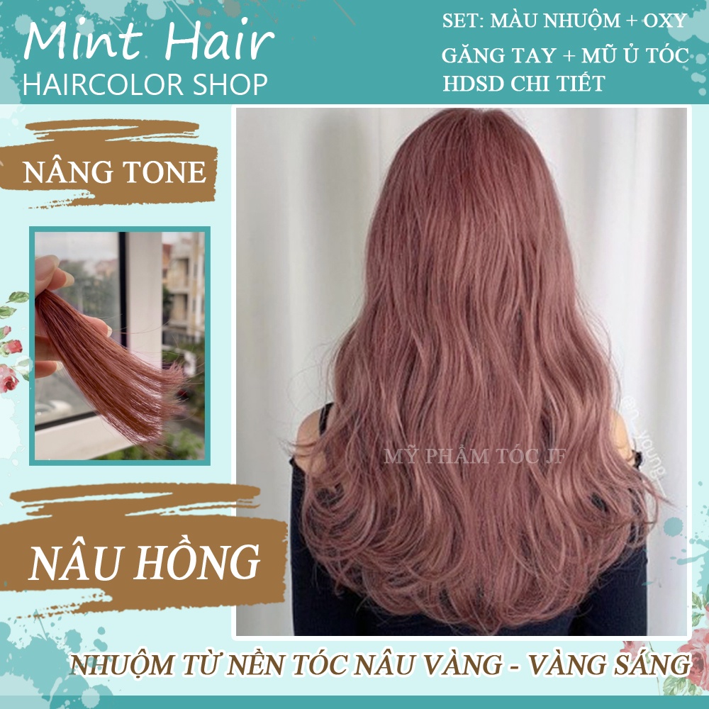 Thuốc nhuộm tóc màu Rose Gold - Nhuộm Nền Tóc Vàng Sáng - Tặng oxy