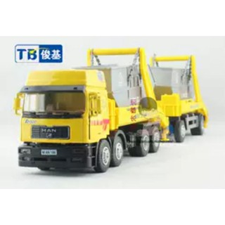 Xe mô hình xe tải kéo theo rơ mooc hợp kim 1:40