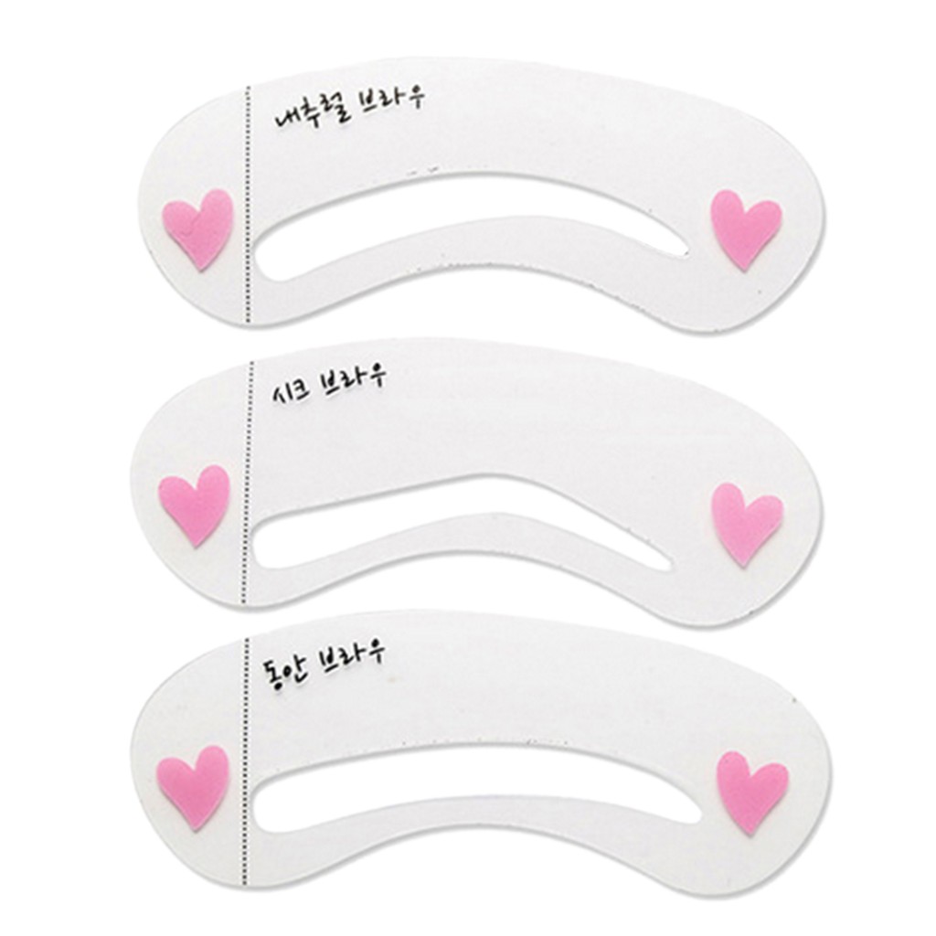 Bộ 3 tấm thẻ khuôn hỗ trợ trang điểm lông mày bằng silicone chuyên dụng