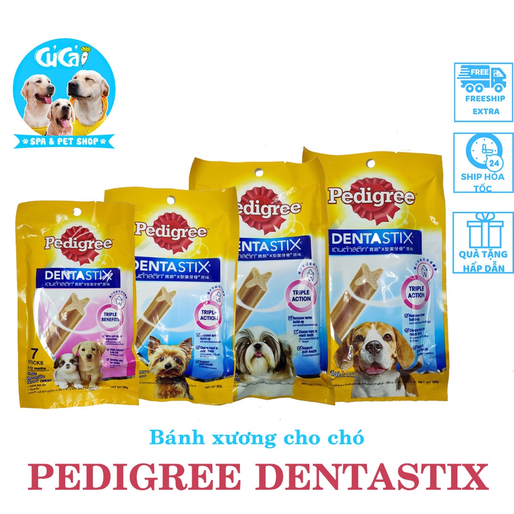 Bánh xương cho chó Pedigree Dentastix bổ sung dinh dưỡng cho cún, bánh thưởng chó giúp sạch răng miệng - Củ Cải Pet Shop