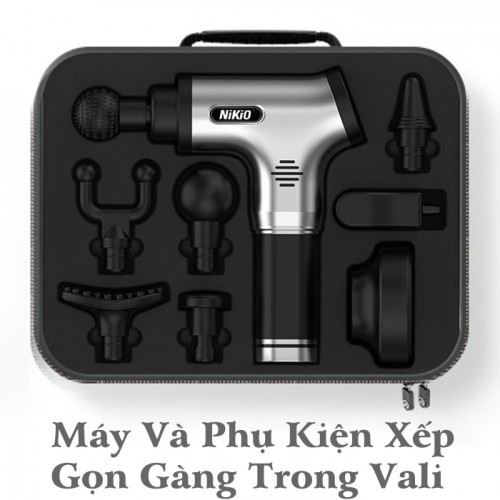 Súng massage gun trị đau nhức giảm căng cơ CAO CẤP Nhật Bản Nikio NK-171 - BẠC