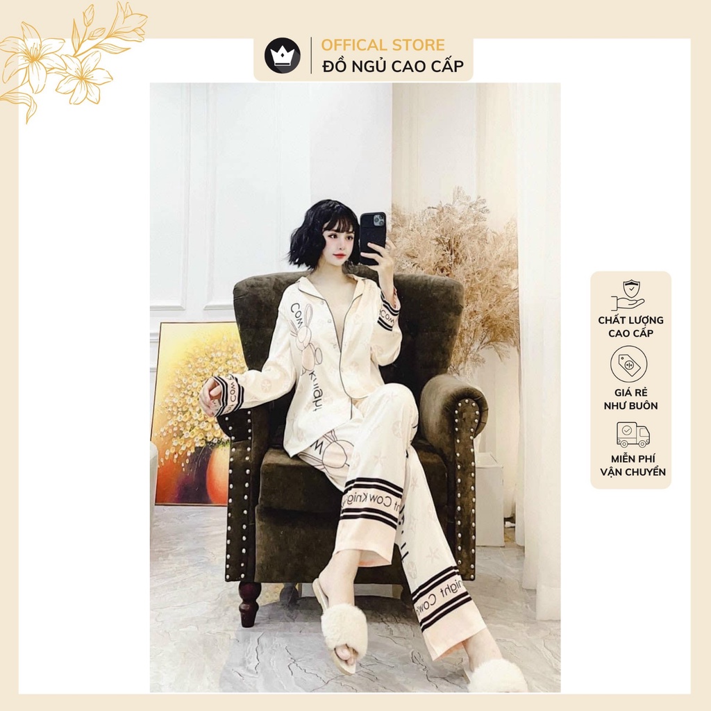 Bộ đồ ngủ lụa Thỏ họa tiết Cao Cấp -Vài lụa cao cấp thiết kế trẻ trung,chất liệu mát lịm | BigBuy360 - bigbuy360.vn