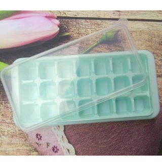 Khuôn rau câu trà sữa, thức ăn dặm cho bé  21 viên kèm nắp - Ice cube tray with lid Khay đá có nắp đậy