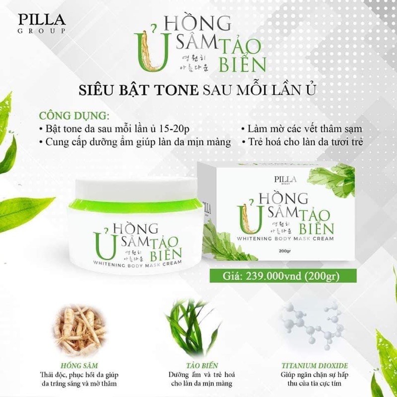 Ủ Trắng Hồng Sâm Tảo Biển Pilla