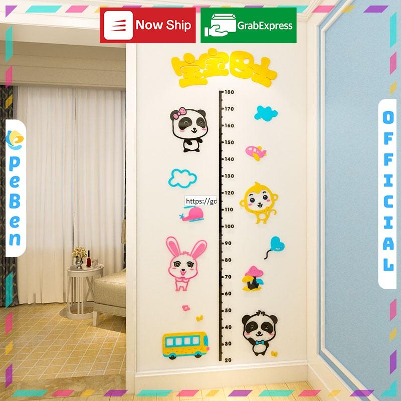 Tranh Mica trang trí Đo chiều cao động vật Trang trí phòng ngủ cho bé, trường mầm non Nhiều Size - EPeBen
