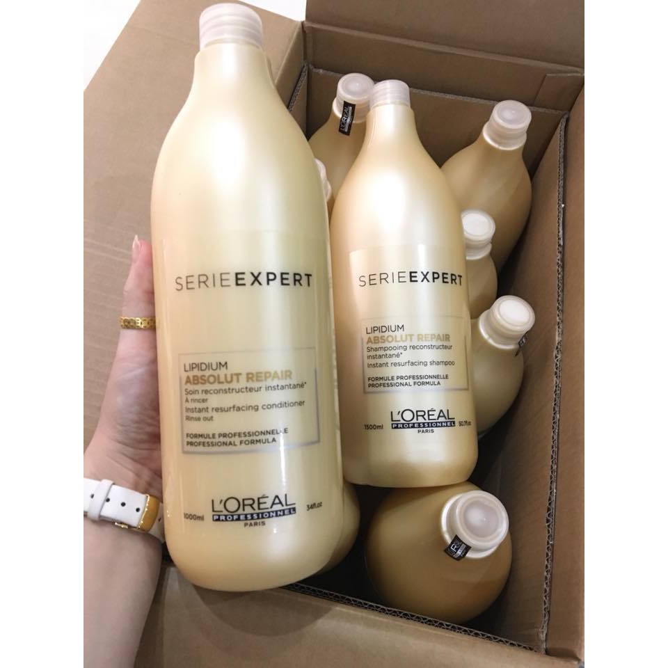 [L'oreal-chính hãng] Dầu gội phục hồi tóc L'oreal Serie Expert Absolut Repair Gold Quinoa shampoo 1500ml