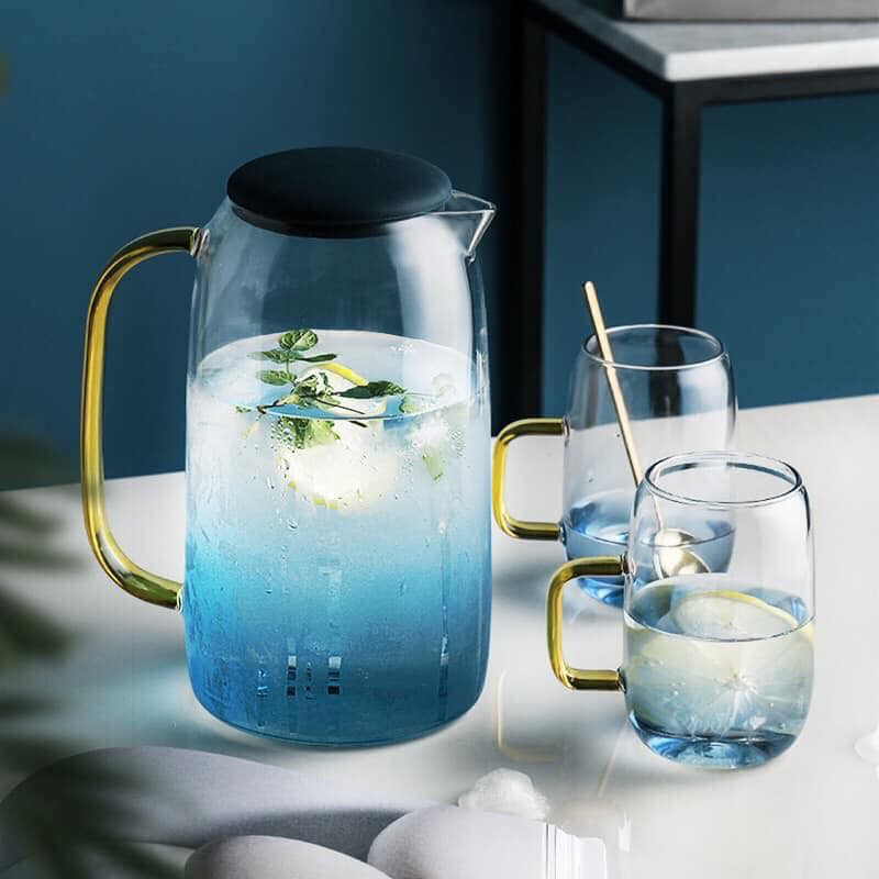 Bộ bình cốc uống nước thuỷ tinh Borisilicate