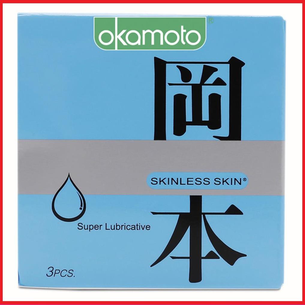 [BCS CHÍNH HÃNG] Bao Cao Su Okamoto Skinless Skin Super Lubricated Siêu Bôi Trơn Hộp 3 Cái