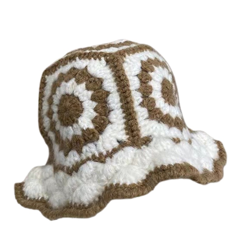 Nón Tai Bèo Chất Liệu Cotton Đan Len Phối Bông Hoa Ấm Áp Thời Trang Mùa Đông Hàng Mới 2021 Dành Cho Bạn Nữ