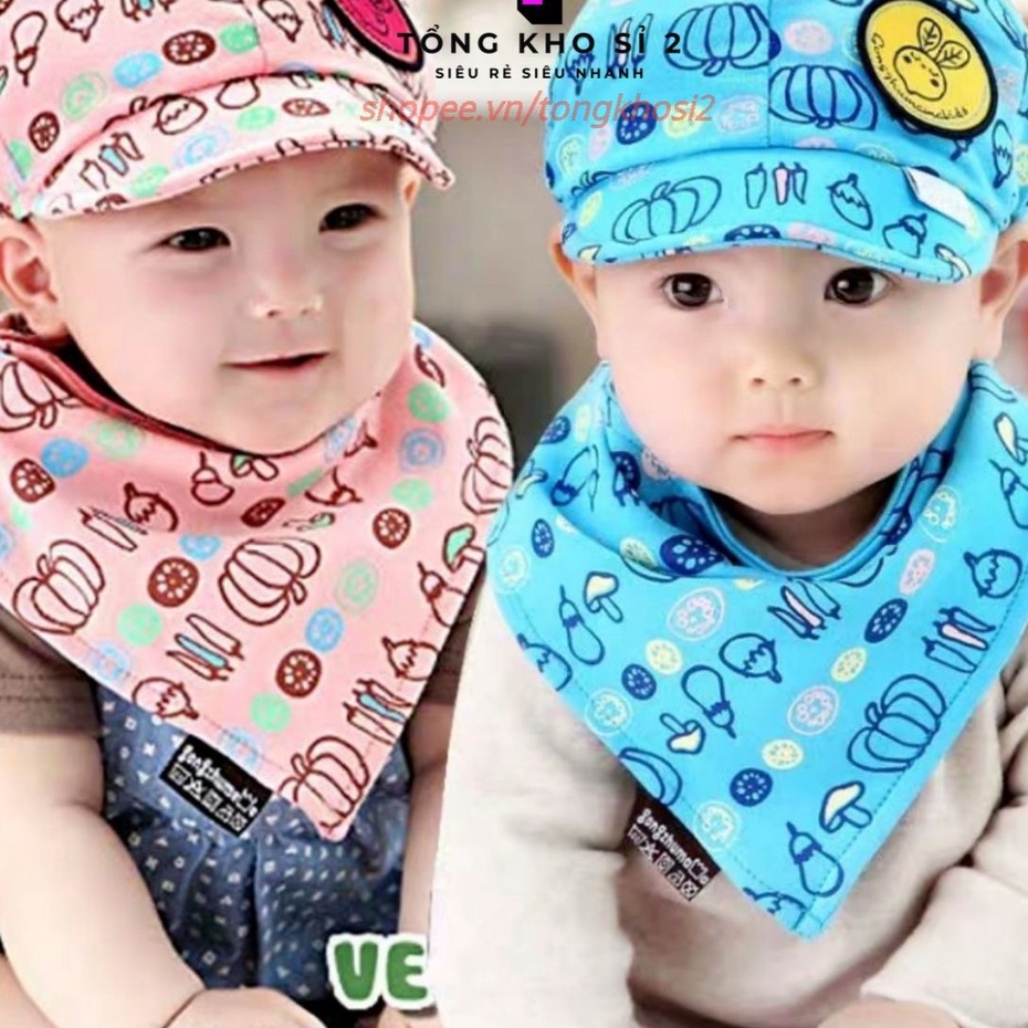 PVN19283 Set mũ lưỡi trai kèm yếm cotton cho bé T2