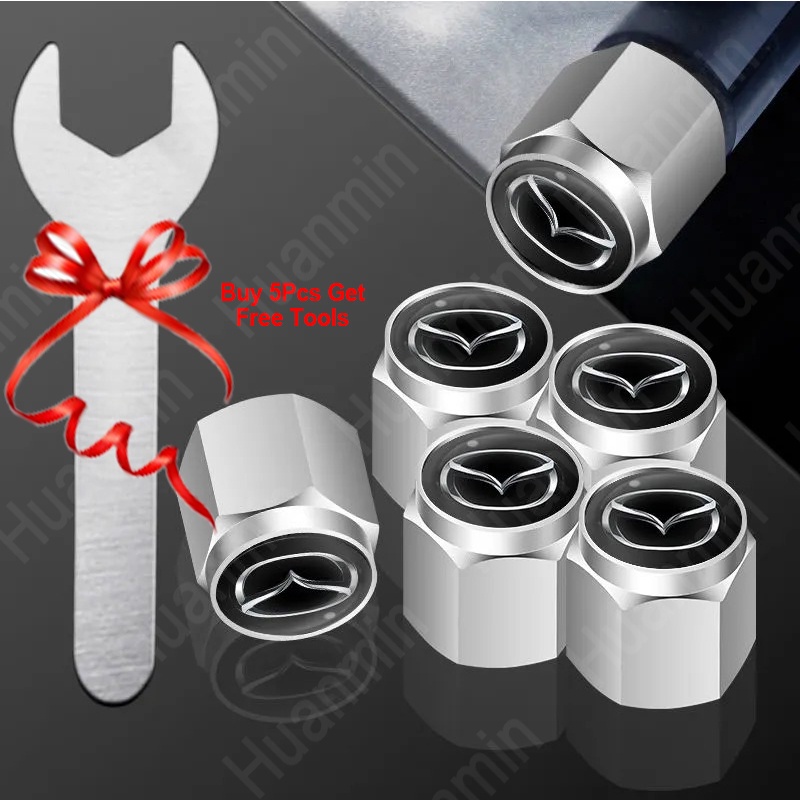 MAZDA Bộ 5 Nắp Van Bánh Xe Hơi Chống Trộm Bằng Kim Loại Cho CX-30 CX-8 Mazda3 CX-9 Mazda6 CX-5 Mazda2