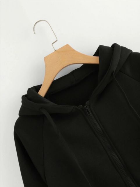 ÁO HOODIE KHÓA ZIP UNISEX BLACK - HOODIE DÂY KÉO FORM RỘNG MÀU ĐEN M L XL XXL