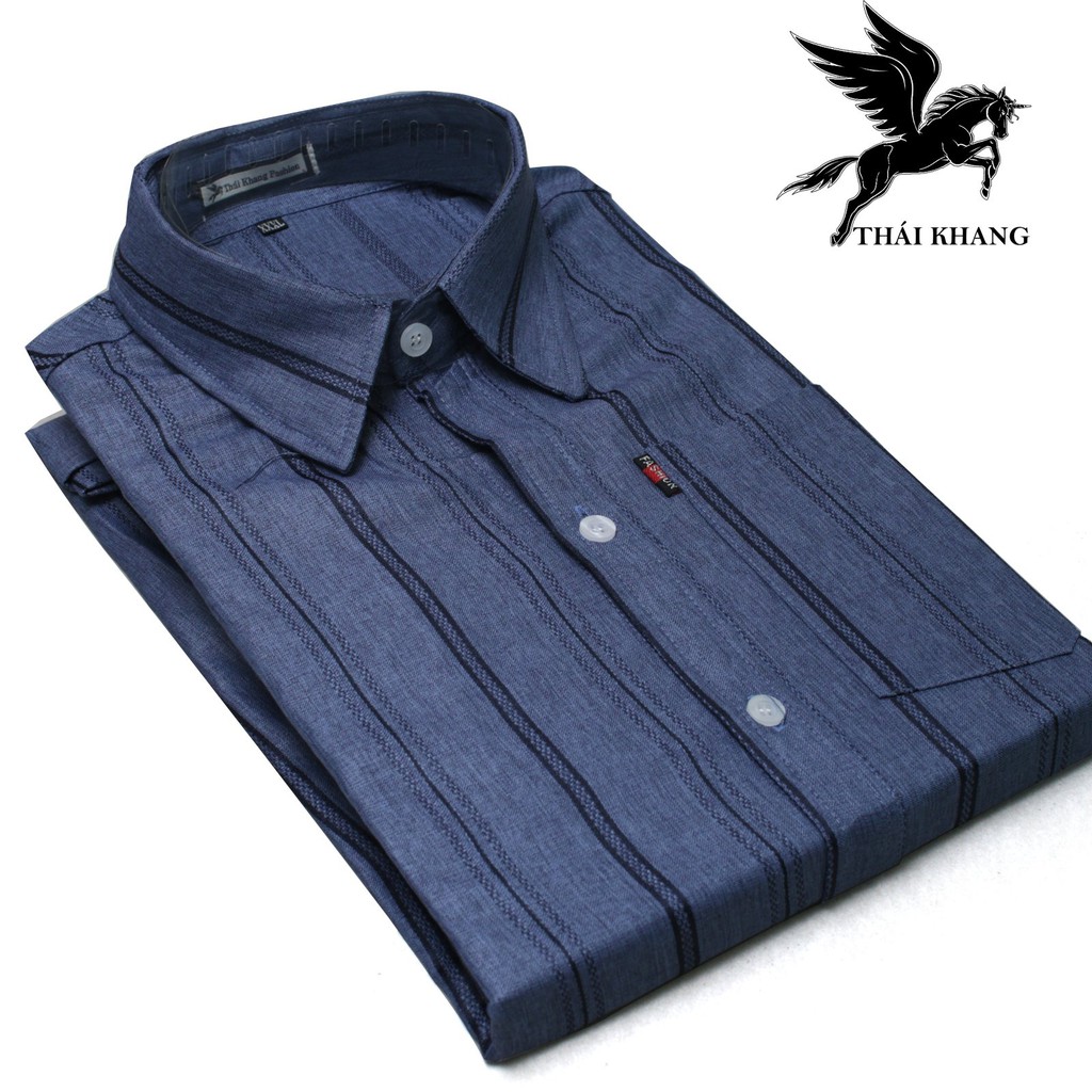 [Mã FAMAYMA2 giảm 10K đơn 50K] áo sơ mi nam trung niên ngắn tay vải đũi sọc dọc size từ 50- 85kg | BigBuy360 - bigbuy360.vn