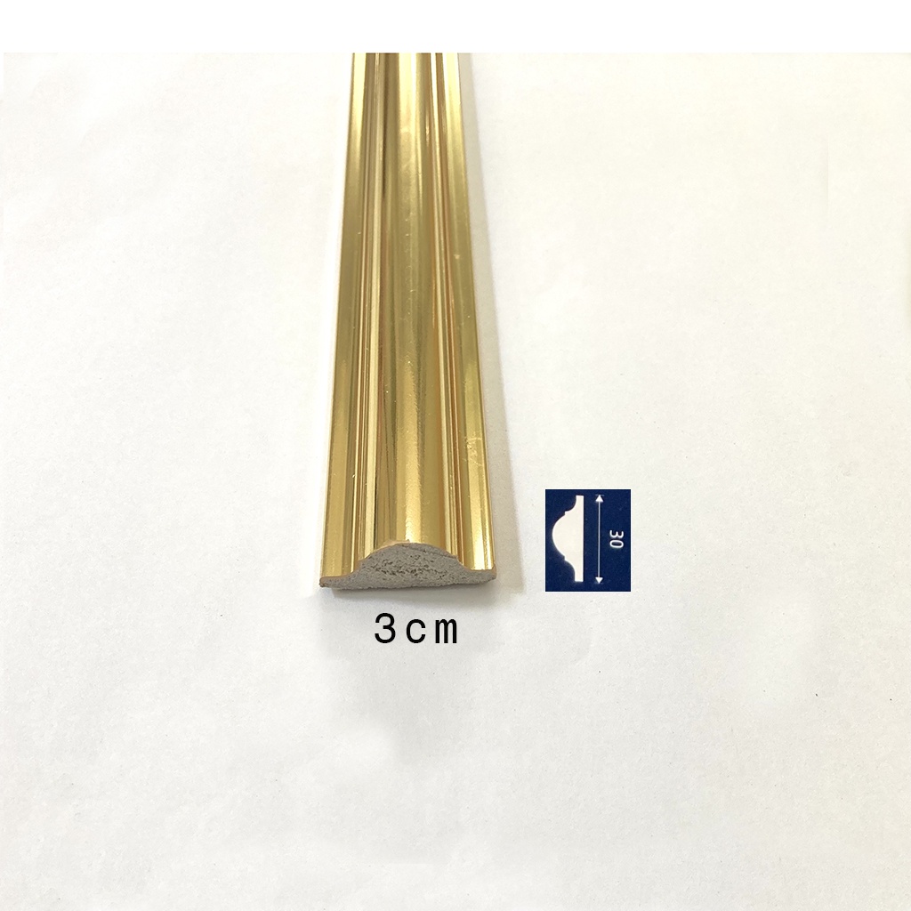 Phào chỉ tường, nẹp chỉ nhựa ps 3cm vàng bóng