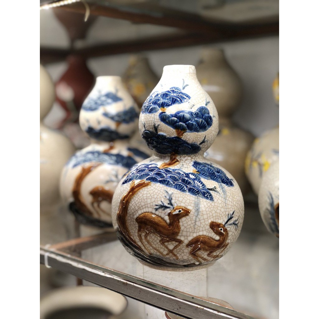 Nậm hồ lô đắp nổi hàng Bát Tràng loại 1 CCB