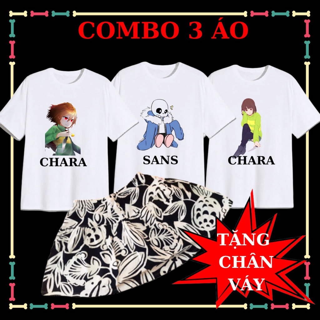 Combo 3 Áo Chara bé gái tay ngắn đủ size áo Tặng chân váy cotton xịn xò cho bé gái