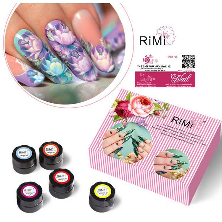 Sét Gel Vẽ RIMI 12 Màu Sắc Đẹp Vẽ Móng Tay Nghệ Thuật