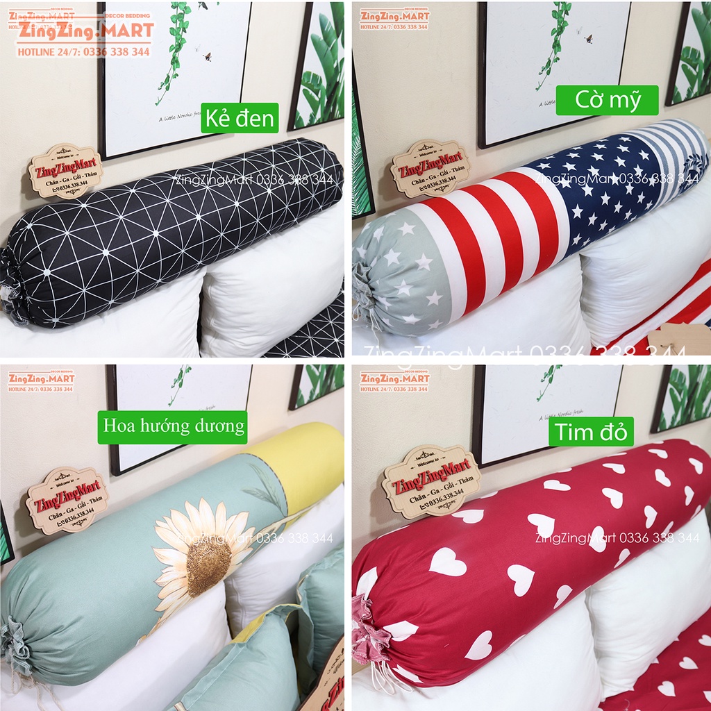 [Xả kho] Vỏ gối ôm Cotton Poly, Kích thước 35 x 105 cm, Mẫu Bò Xám