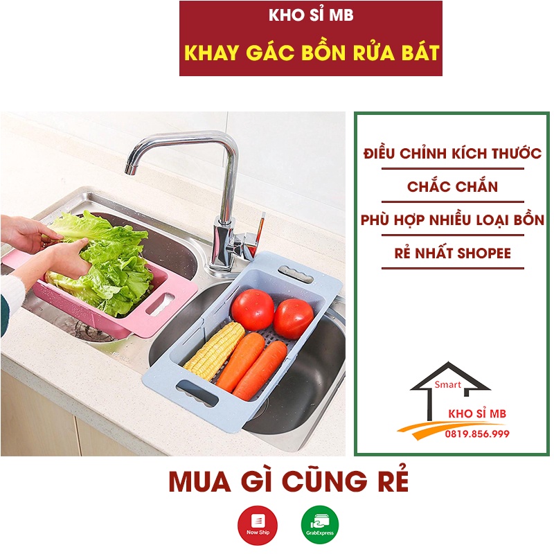 khay để bồn rửa chén, bát đựng hoa quả, rau củ, bát đĩa, kệ nhựa đựng đồ đa năng có thể điều chỉnh độ dài kho sỉ mb