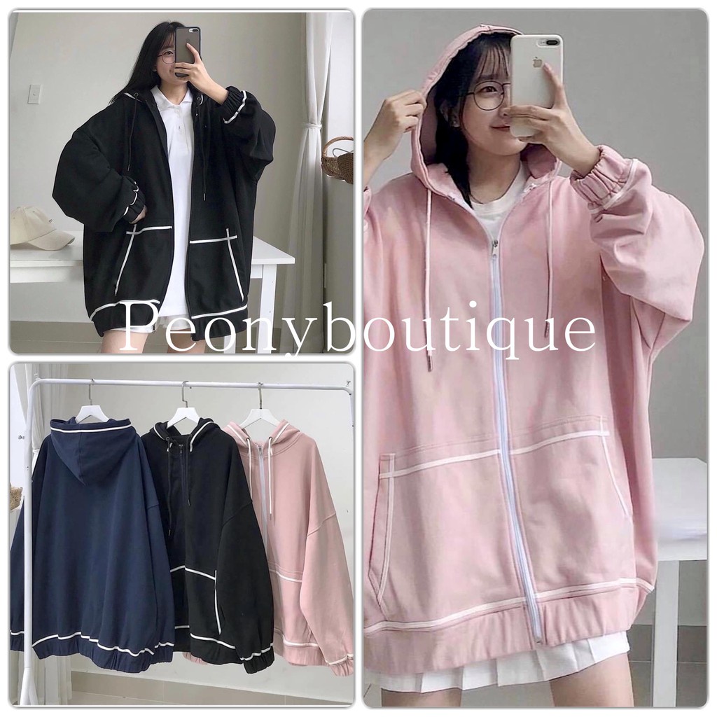 🌸 Jacket form rộng có mũ màu ĐEN | HỒNG | XANH TÍM THAN Ulzzang 🌸 -
