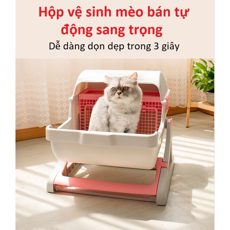 Nhà vệ sinh mèo thông minh bán tự động không cần dùng xẻng, dễ tháo lắp
