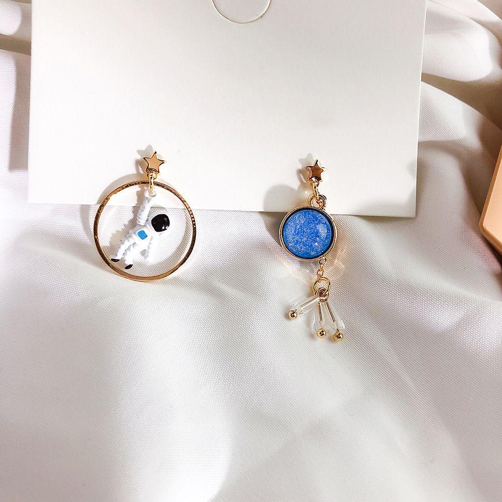 Bông Tai RALPH Thời Trang Cá Tính|Vòng Tròn Phối Tua Rua Họa Tiết Phi Hành Gia Hoạt Hình Thời Trang Cho Nữ