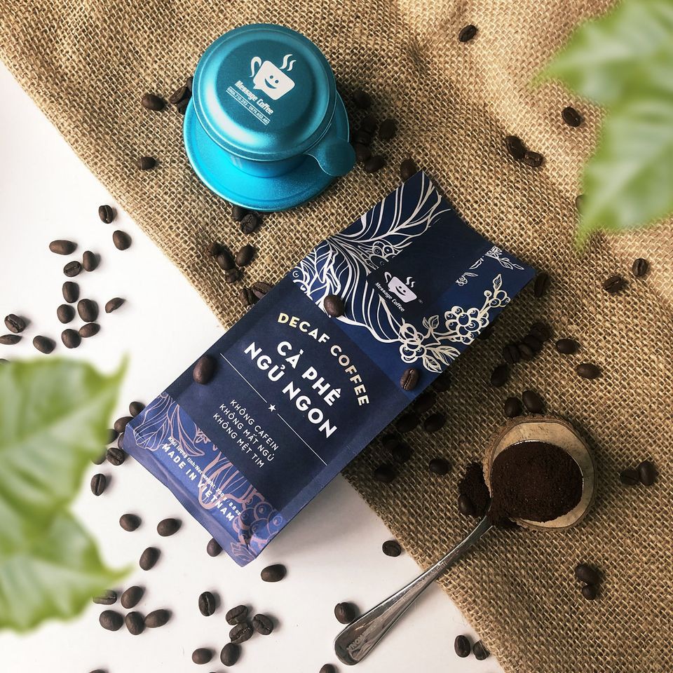 Cà phê Decaf cao cấp - Cafe robusta tách cafeine, ít đắng, dành cho người nhạy cảm với cafeine, không mất ngủ gói 250gr