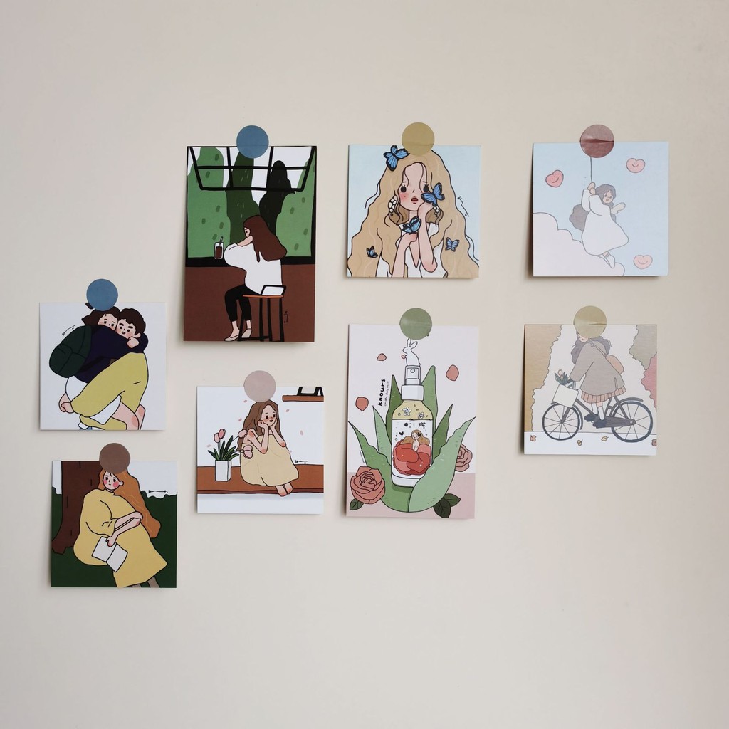 Set tranh giấy dán tường decor phòng họa tiết cô gái dễ thương ♥️ URI DECOR ♥️ | BigBuy360 - bigbuy360.vn