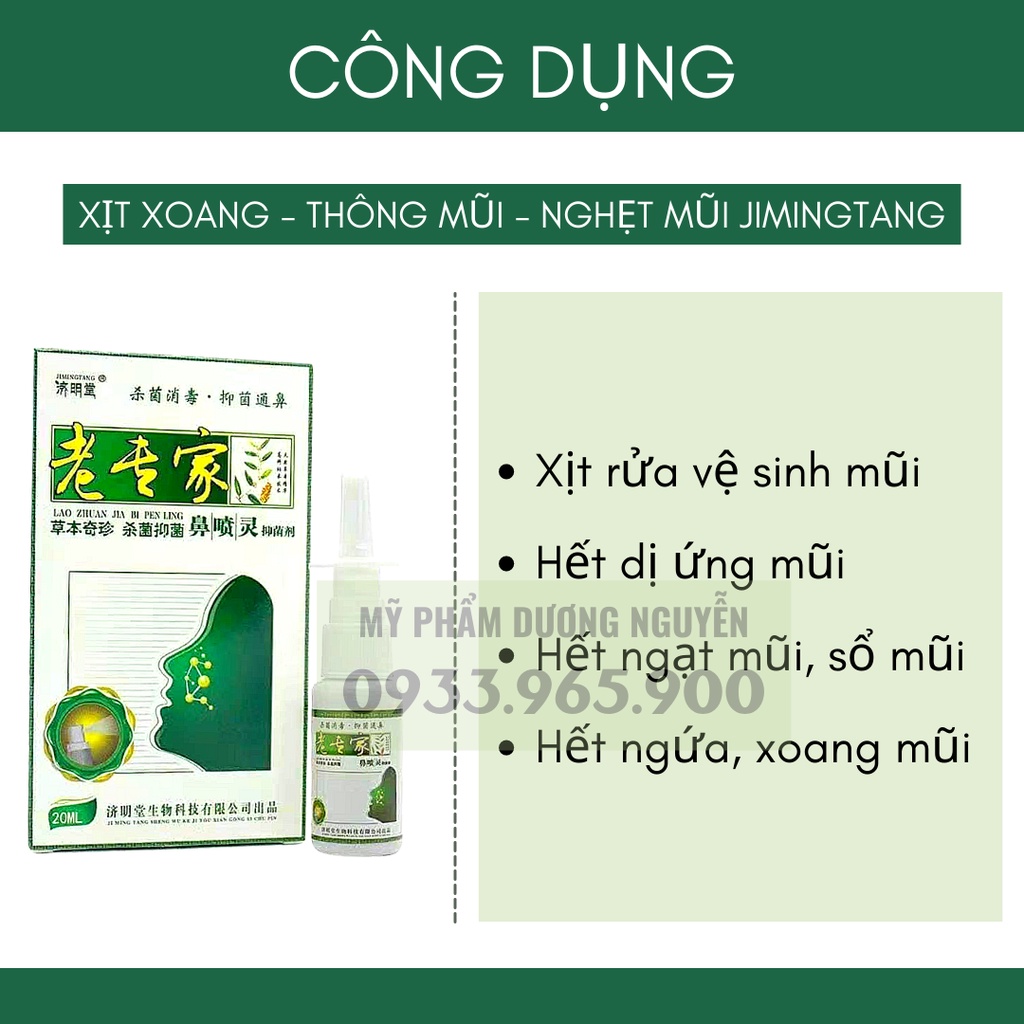 Xịt Xoang Mũi Hỗ Trợ Dứt Điểm Xoang Cấp Và Mãn Tính Nội Địa Trung JIMINGTANG 20ml