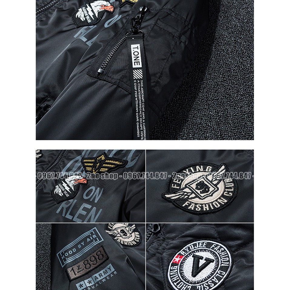 Áo khoác bomber nam kiểu pilot MA1 mặc được 2 mặt chần bông dày mặc ấm - AK2005