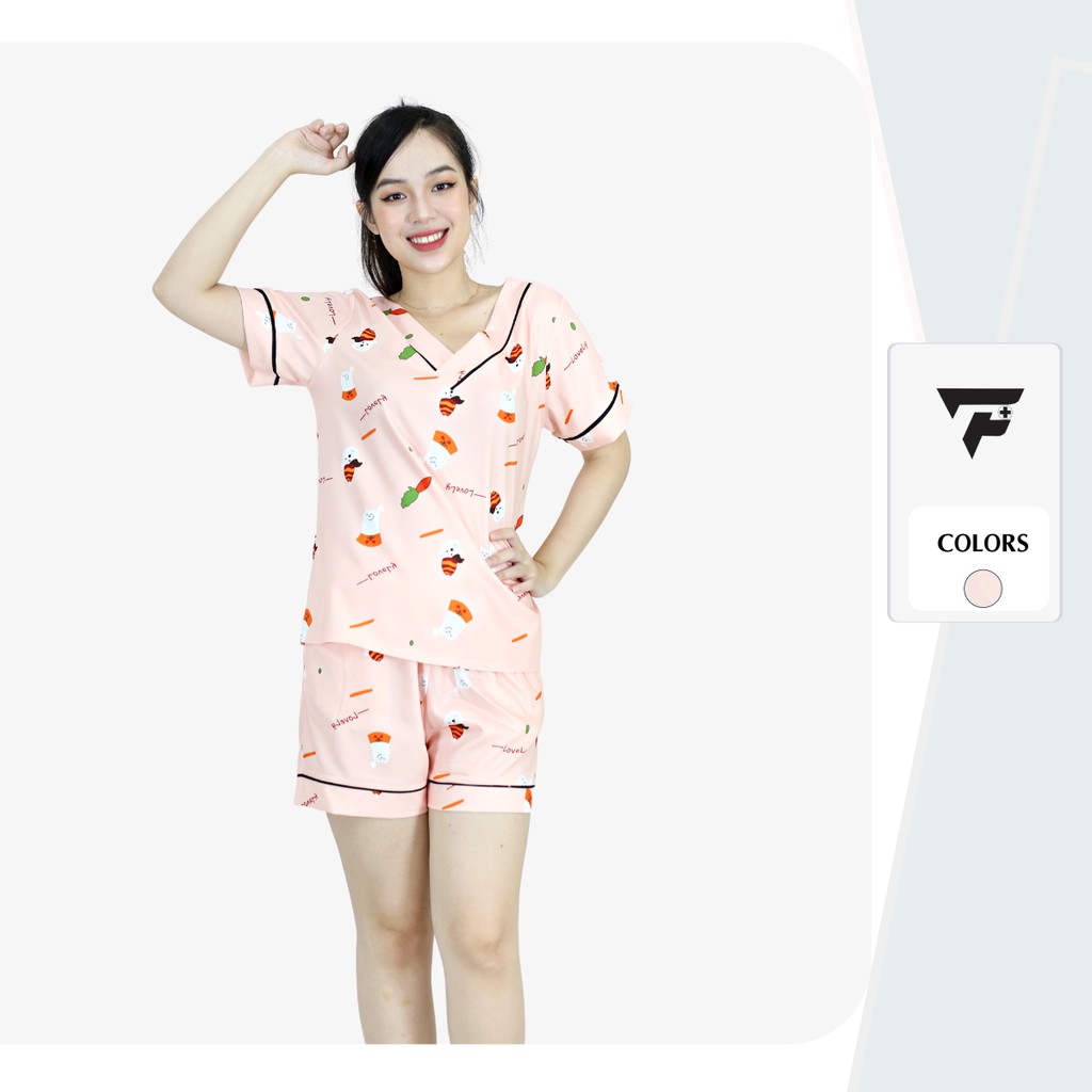 Bộ mặc nhà pijama nữ Lụa cao cấp FPLUS thiết kế cộc họa tiết cute 281