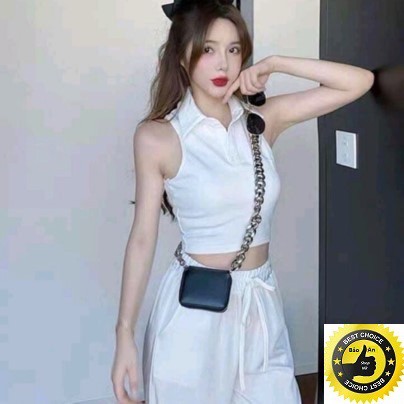 Áo ba lỗ croptop cổ bẻ cài cúc (Video) | BigBuy360 - bigbuy360.vn