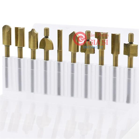 Bộ 10 Mũi Phay Gỗ Cán 3mm - Dụng Cụ Làm Lũa Dremel ❤️freeship❤️